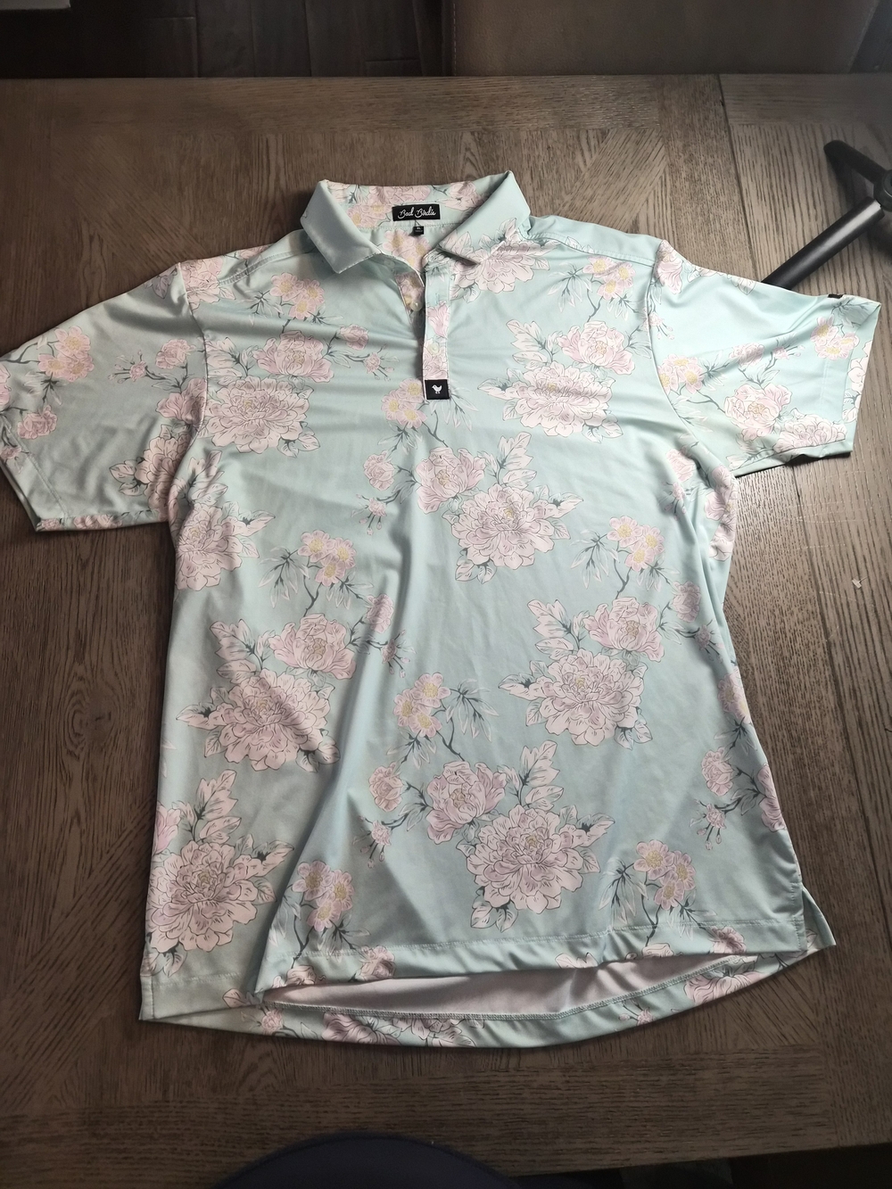 Bad Birdie Mint Floral Performance Polo